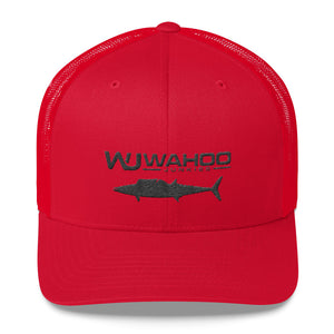 Embroidered Wahoo Junkies Red/Black Trucker Hat